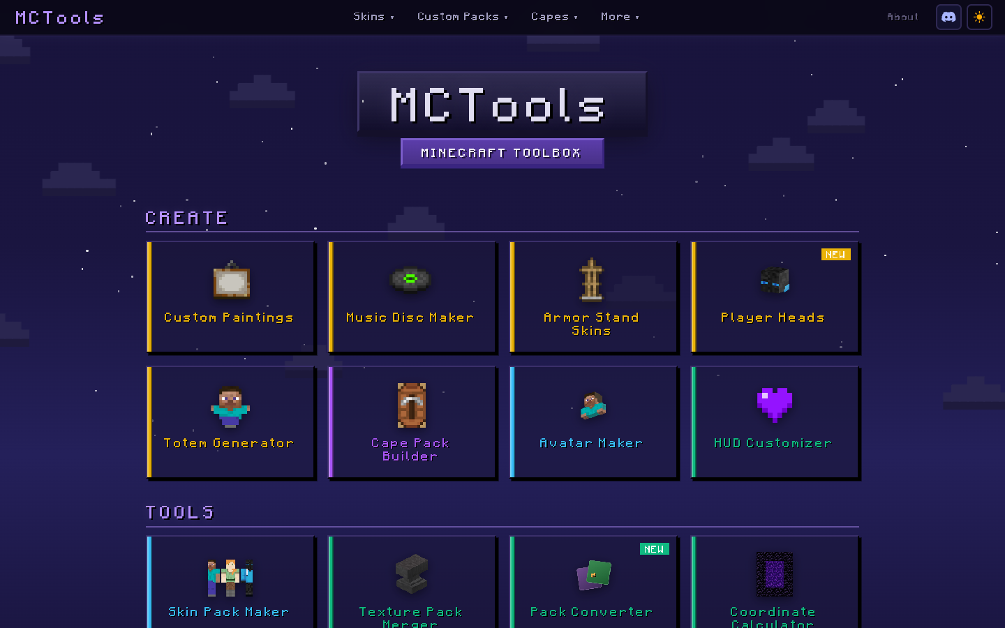 MC Tools homepage